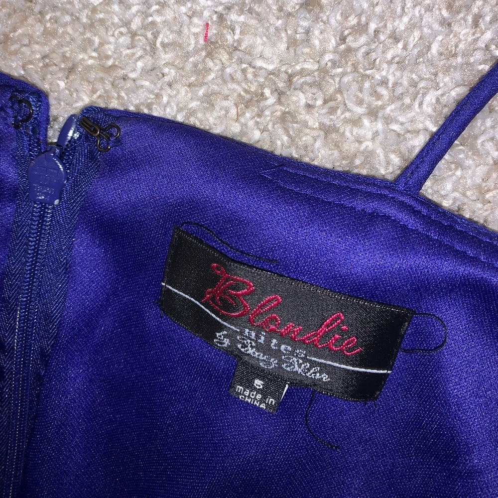Blondie Nites Dark Blue Glittery Zip Down Dress size 5 - Picture 6 of 10